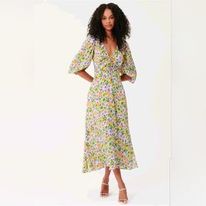 Nicholas "Danielle" Whistledown Floral Print Midi Dress Size 6